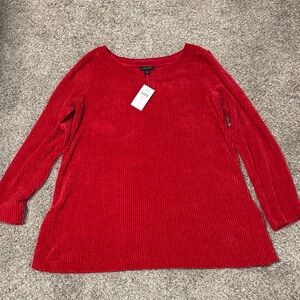 J Jill NWT bright red ribbed tunic with side slits, Small